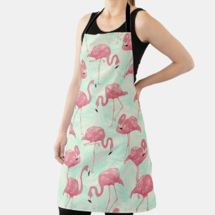 Delantal Moda Preppy Patrón Elegante Flamingo Rosa