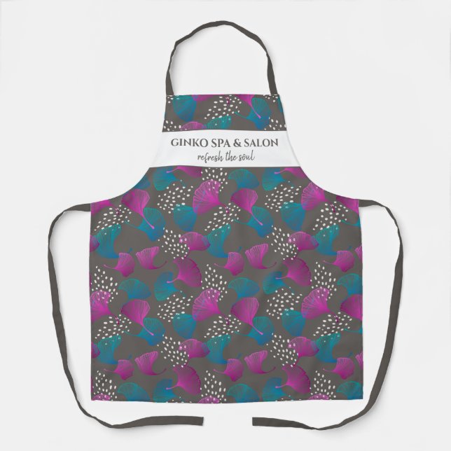 Delantal Moda Rosa Ginkgo Leaf Imprimir Personalizado Salon (Anverso)
