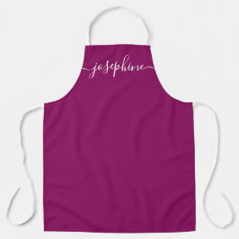 Delantal Moda simple rosa oscuro Elegante guión Nombre Apro