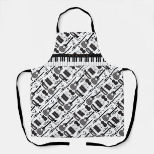 Delantal Modelo moderno de instrumentos musicales en blanco
