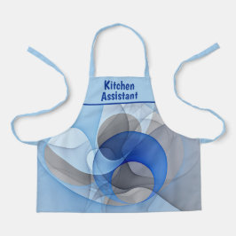 Delantal Modern Abstract Blue Gray Fractal Art Graphic