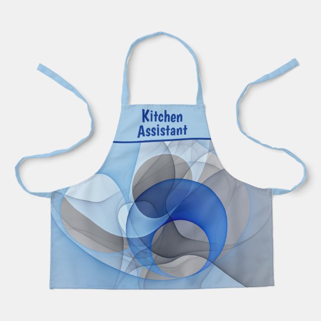 Delantal Modern Abstract Blue Gray Fractal Art Graphic (Anverso)