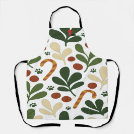 Delantal Modern Abstract Holly & Paw Print Pattern Christma