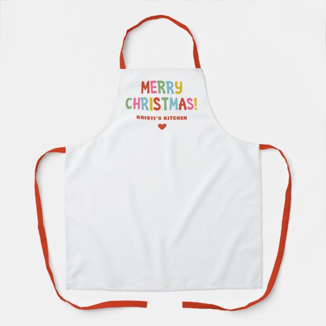 Delantal Modern Bright Colorful Merry Christmas (Anverso)