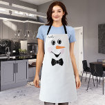 Delantal Modern Cute Custom Snowman face apron<br><div class="desc">Modern Cute Custom Snowman Face With a Black Bowtie Aprons</div>