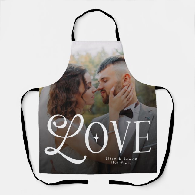 Delantal Modern Love Custom Wedding Photo Couples Monogram (Anverso)