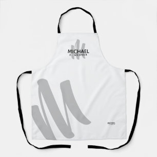 Delantal modern monogram name white