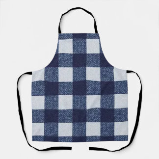 Delantal Modern Navy Blue and White Checkerboard All-Over 