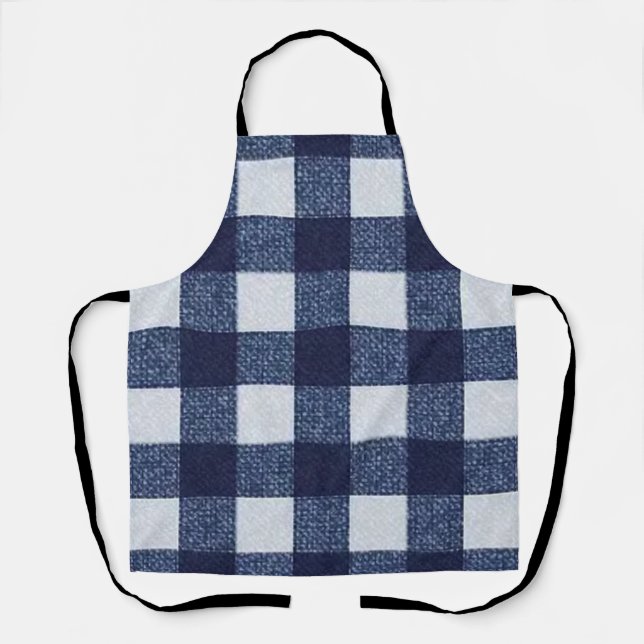 Delantal Modern Navy Blue and White Checkerboard All-Over  (Anverso)