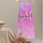 Delantal Modern Pink Glitter Sparkles Personalized Name<br><div class="desc">Modern Pink Glitter Sparkles Personalized Name</div>
