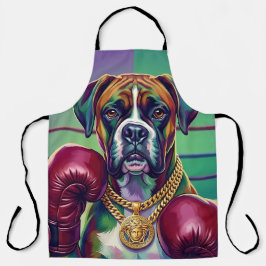 Delantal Modern Pop Art Boxer Dog Boxing Athlete