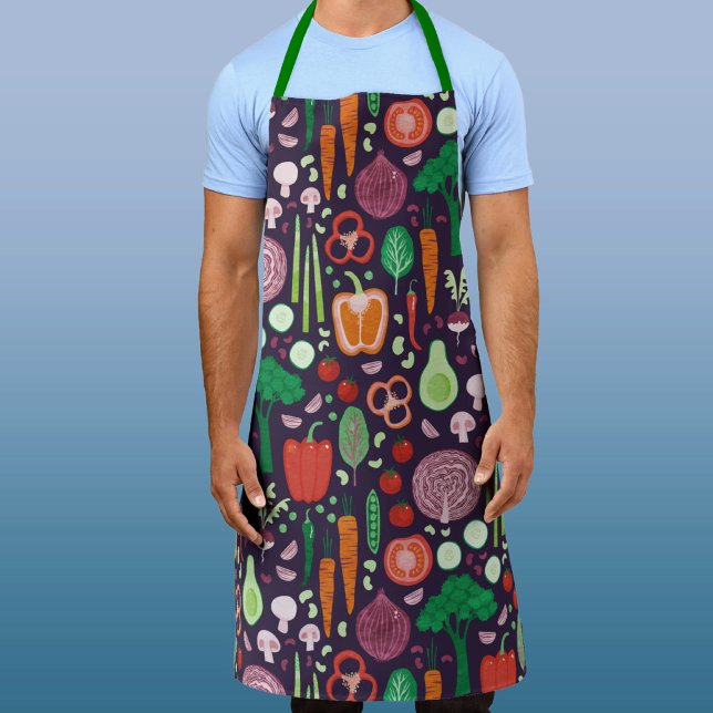 Delantal Modern Vegetable Pattern (Vegetable pattern apron for a cook or chef )