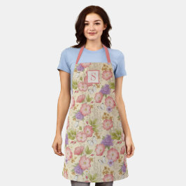 Delantal Moderna acuarela Floral Cocina rosa Apron