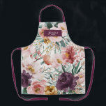 Delantal Moderna acuarela floral púrpura y elegante abuela<br><div class="desc">Moderna acuarela escritura floral elegante diseño elegante de nieta delantal de ciruela púrpura. En tendencia floral,  follaje hermoso diseño botánico. Parte de una colección moderna.</div>