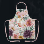 Delantal Moderna acuarela floral rosa giratorio elegante<br><div class="desc">Moderna acuarela floral escritura elegante diseño elegante de manzana de ciruela,  verde salvia y cintura de cintura rosa. En tendencia floral,  follaje hermoso diseño botánico. Parte de una colección moderna.</div>