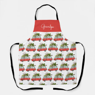Delantal Moderna familia de árbol de Navidad de la camionet