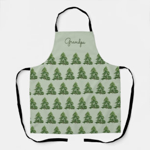 Delantal Moderna familia de árboles de navidad verde mínimo
