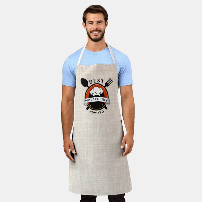 Delantal Moderna Línea Beige Mejor Chef Privado Personaliza (Gastado)