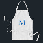 Delantal Moderna Moda azul de la Marina Monograma  Azul Gui<br><div class="desc">Moderno Monograma Marina Azul Guión Blanco Cocina Chef Apron Adulto</div>