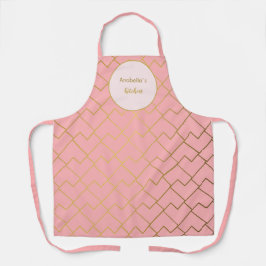 Delantal Moderna Moda Geométrica Dorada Rubor Rosa