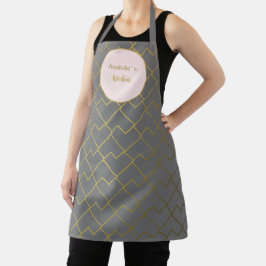 Delantal Moderna Moda Geométrica Gris Dorado Rosa
