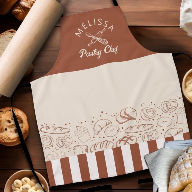 Delantal Moderna pastelería rústica marrón beige pastelería (Subido por el creador)
