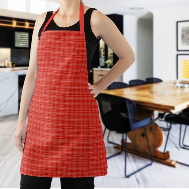Delantal Moderna Placa Roja Clásica (Modern Classic Red Plaid Apron)