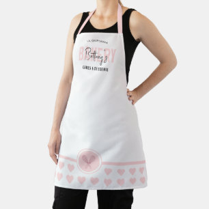 Delantal Moderna Rubor Rosa Elegante Nombre Panadería Chef