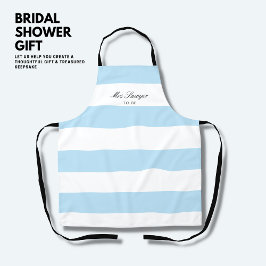 Delantal Moderna y elegante Bride Blue Stripe Bridal Shower