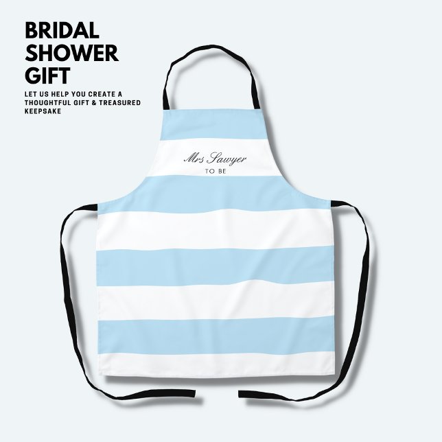 Delantal Moderna y elegante Bride Blue Stripe Bridal Shower (Subido por el creador)