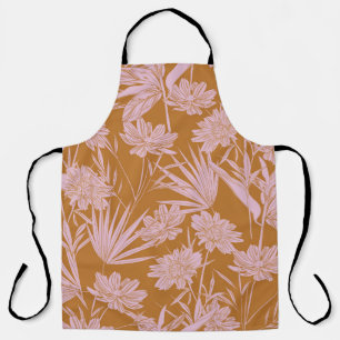 Delantal Moderno ambiente retro de flores de jardín monoton