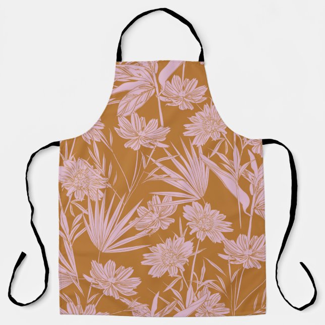 Delantal Moderno ambiente retro de flores de jardín monoton (Anverso)
