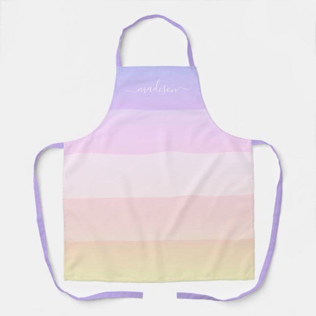 Delantal Moderno apron de escritura rayada de arco iris (Anverso)