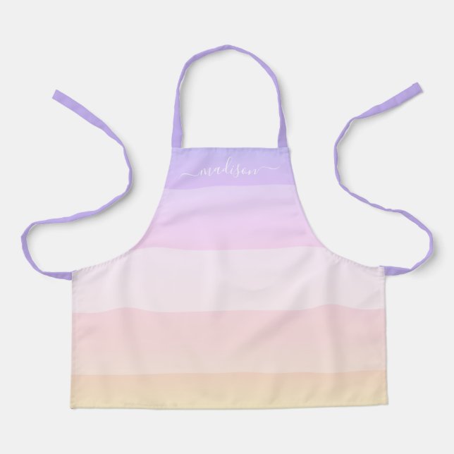 Delantal Moderno apron de escritura rayada de arco iris (Anverso)
