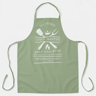 Delantal Moderno BBQ King Grill Master Mejor Papá Ever Verd