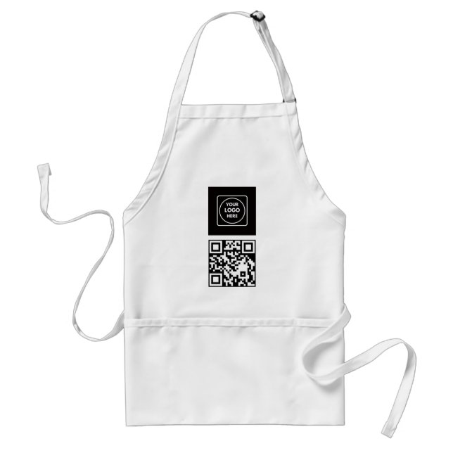 Delantal moderno con código QR editable y logo per (Frente)