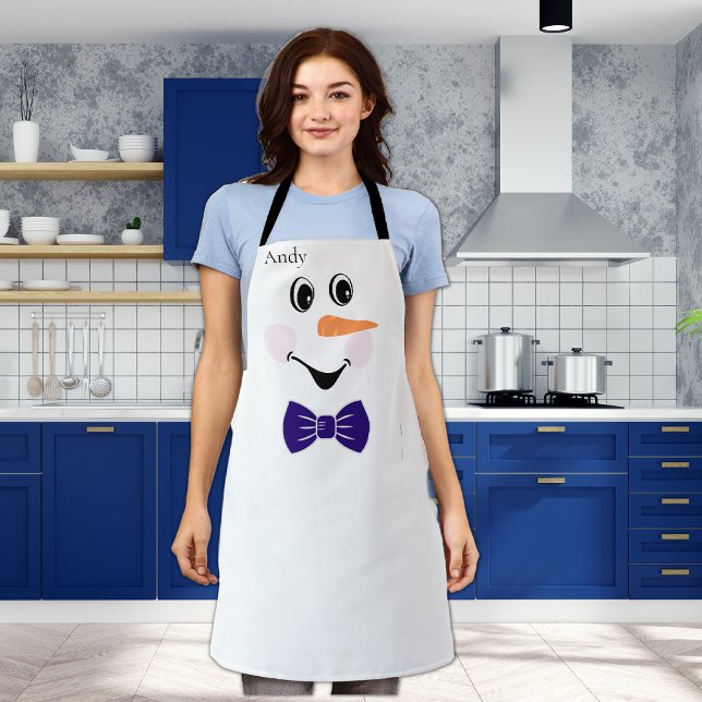 Delantal Moderno de Cara de Muñeco de Nieve con Co (Subido por el creador)