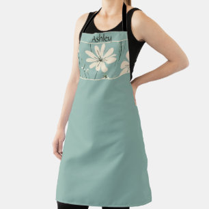 Delantal Moderno Floral de Mida Siglo Daisy Nombre Personal