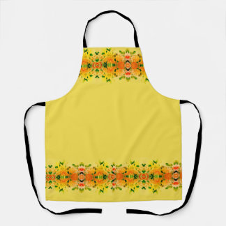 Delantal Moderno Floral Naranja con Amarillo Bonito de Moda