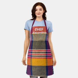 Delantal Moderno Geometric Square Madras Plaid Pattern