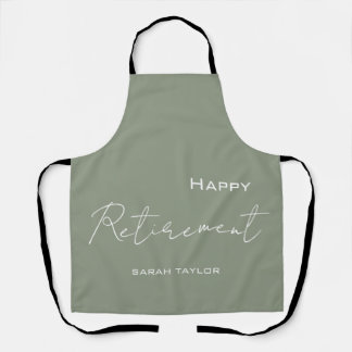 Delantal Moderno Green Sage Happy Retirement Personalizado