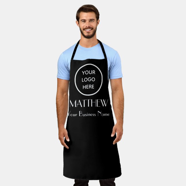 Delantal Moderno logo Minimalista Personalizado negro Apron (Gastado)