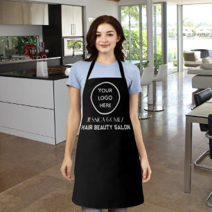 Delantal Moderno logo Minimalista Personalizado negro Apron