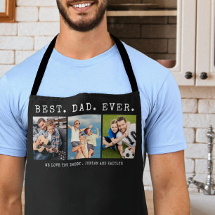 Delantal Moderno MEJOR PAPÁ DEL MUNDO 3 Fotos Personalizada