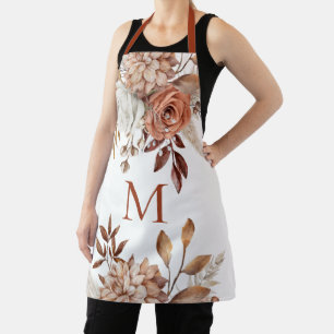 Delantal Moderno Monograma inicial Terracotta Florals