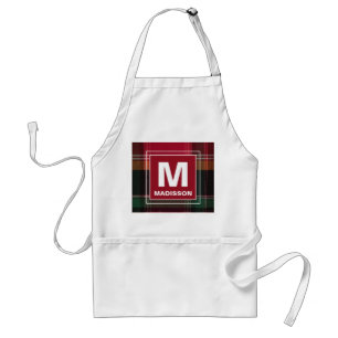 Delantal Moderno Monograma Madras con diseño personalizado