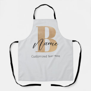 Delantal Moderno Monogramado Inicial B & Name Personalizado