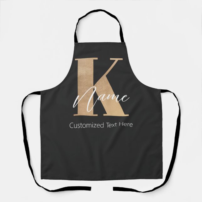 Delantal Moderno Monogramado inicial K & Name personalizado (Anverso)