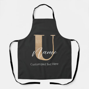 Delantal Moderno Monogramado inicial U & Name personalizado