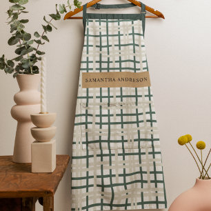 Delantal Moderno Montauk Grid Green & Beige